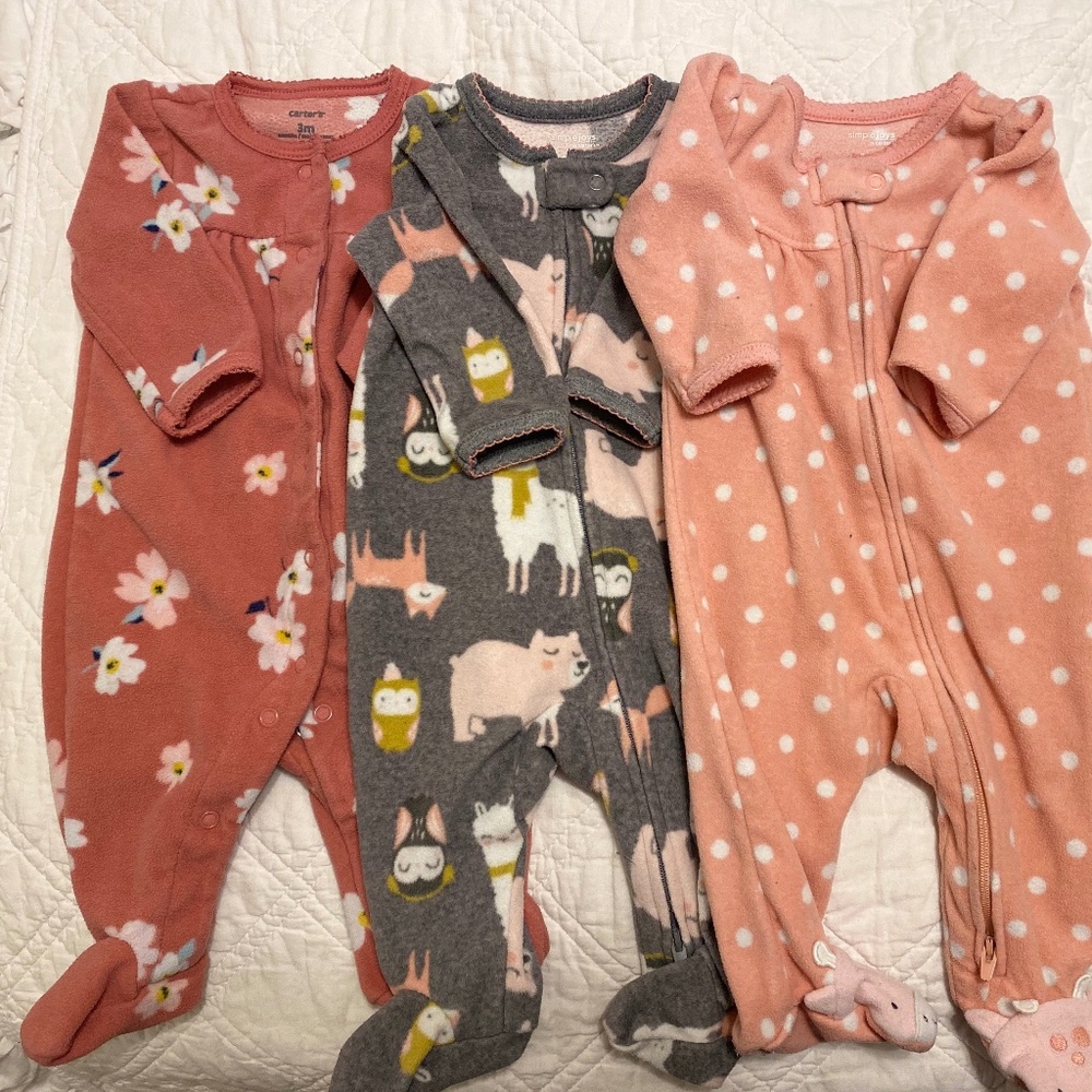 set of 3, fleece sleepers